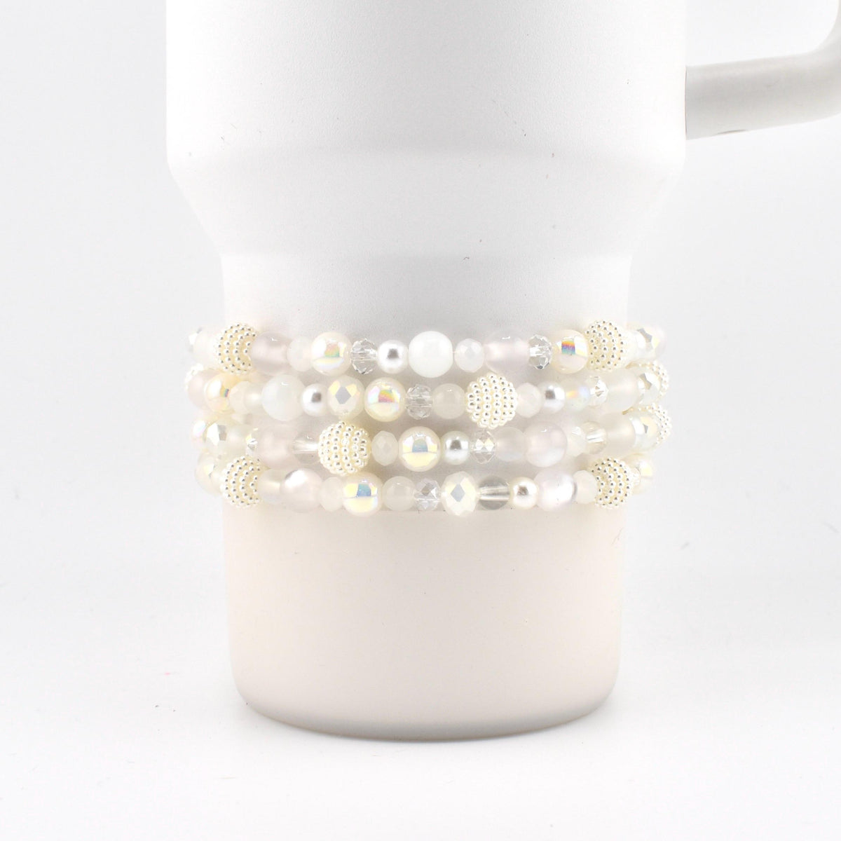 Sparkling White Beaded Bracelet