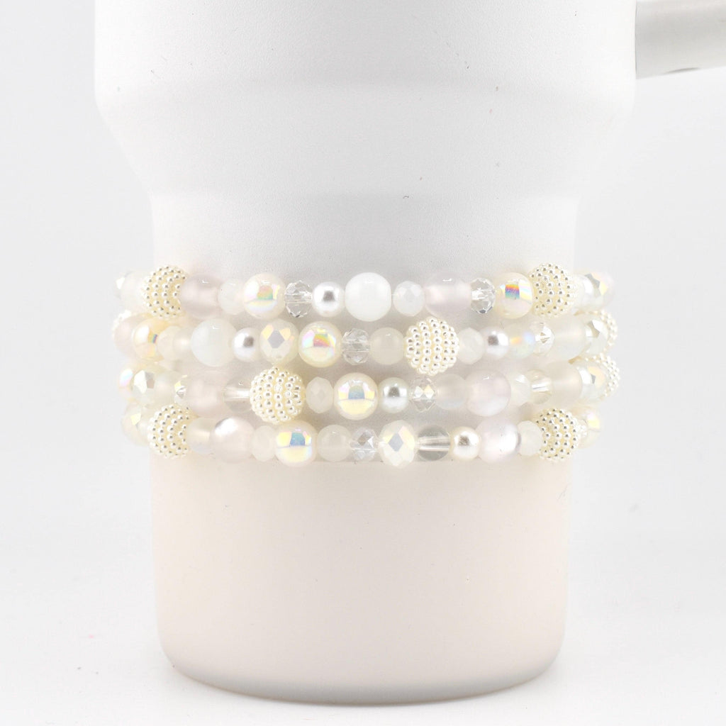 Sparkling White Beaded Bracelet