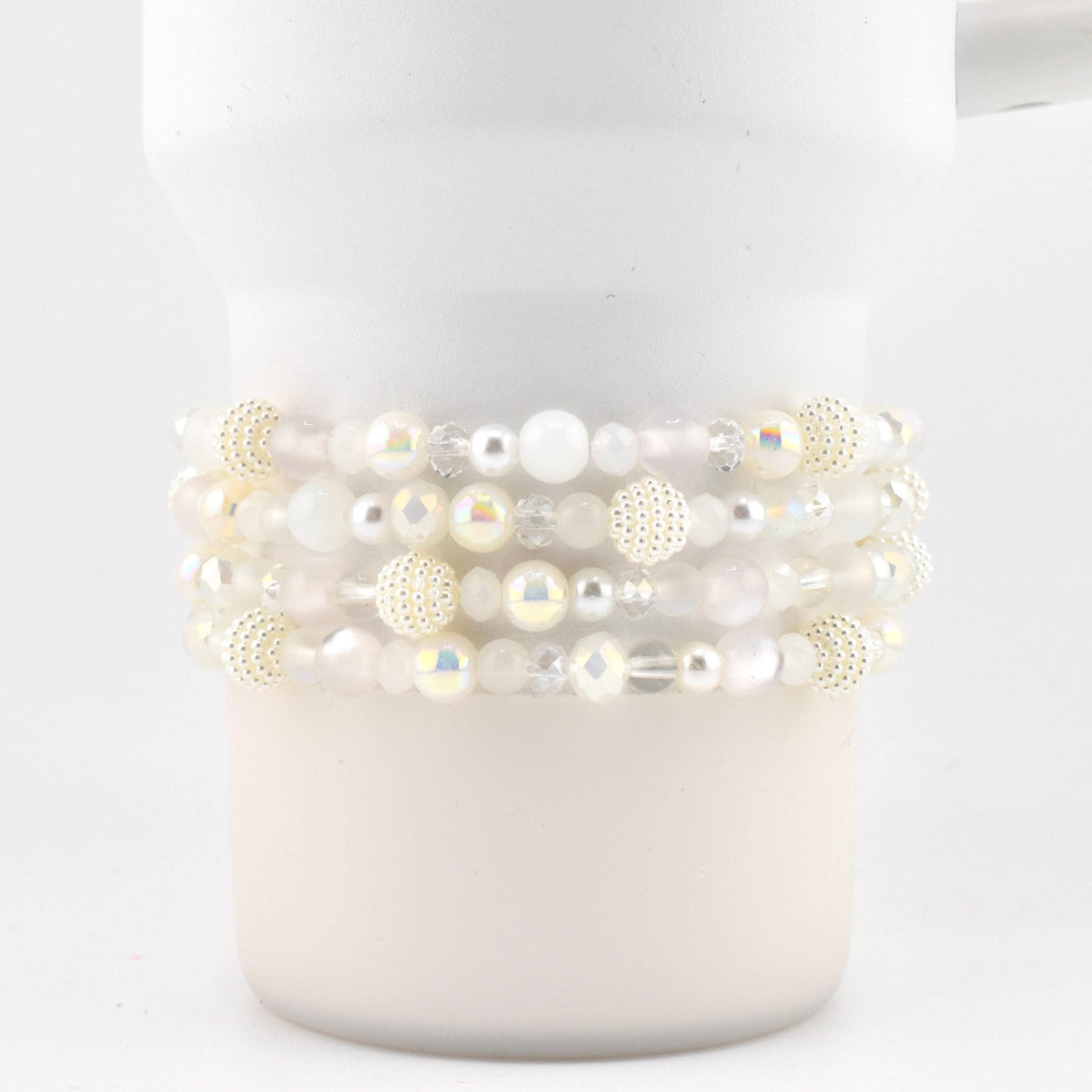 Sparkling White Beaded Bracelet