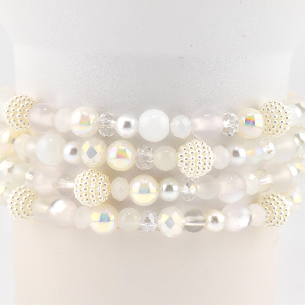Sparkling White Beaded Bracelet