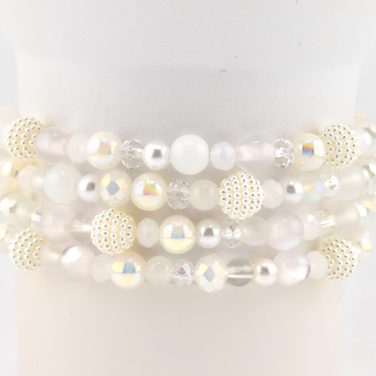 Sparkling White Beaded Bracelet