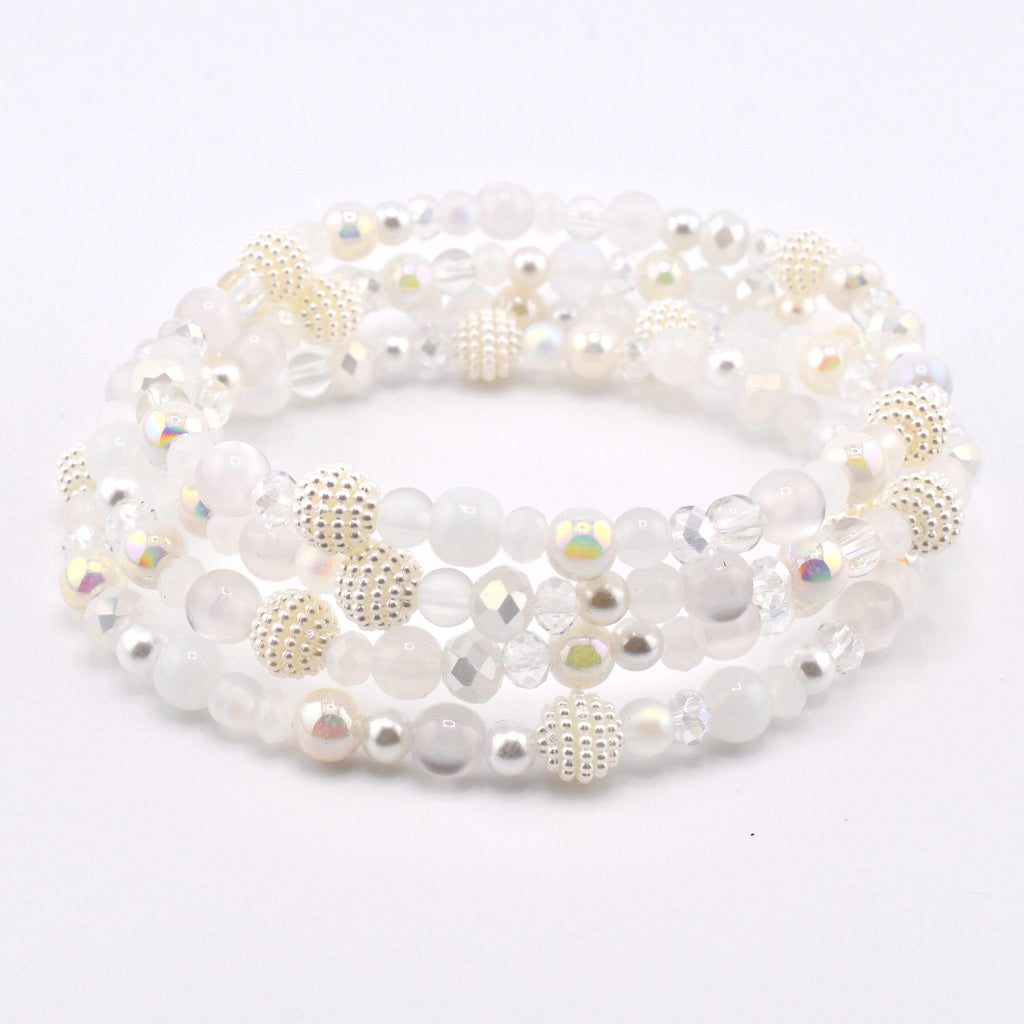 Sparkling White Beaded Bracelet
