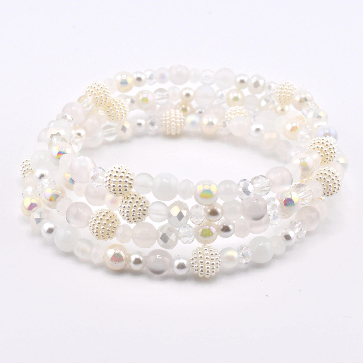 Sparkling White Beaded Bracelet