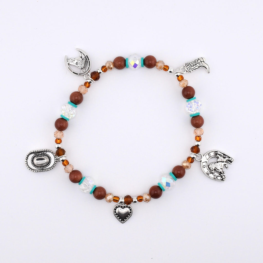 Handmade Horse Charm Bracelet with Turquoise and Silver Accents