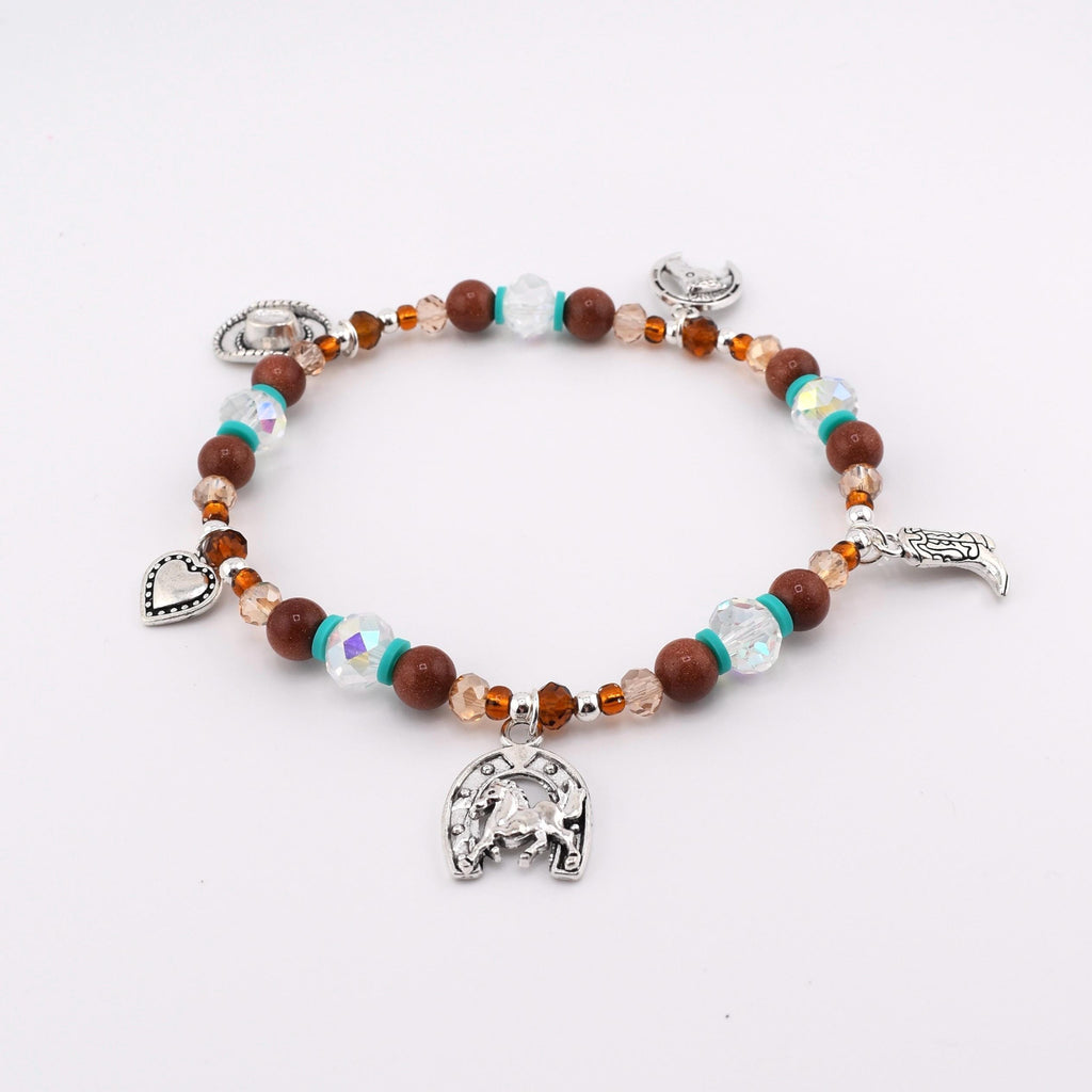 Handmade Horse Charm Bracelet with Turquoise and Silver Accents