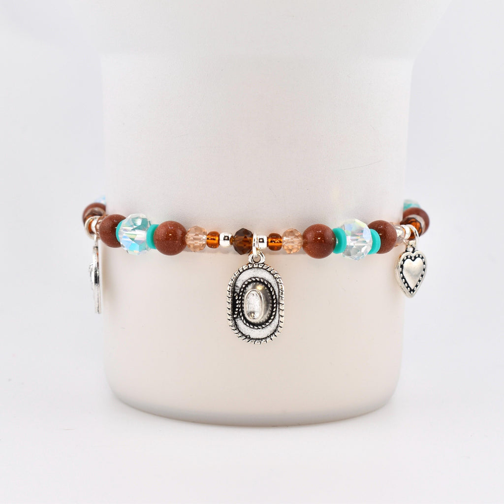 Handmade Horse Charm Bracelet with Turquoise and Silver Accents