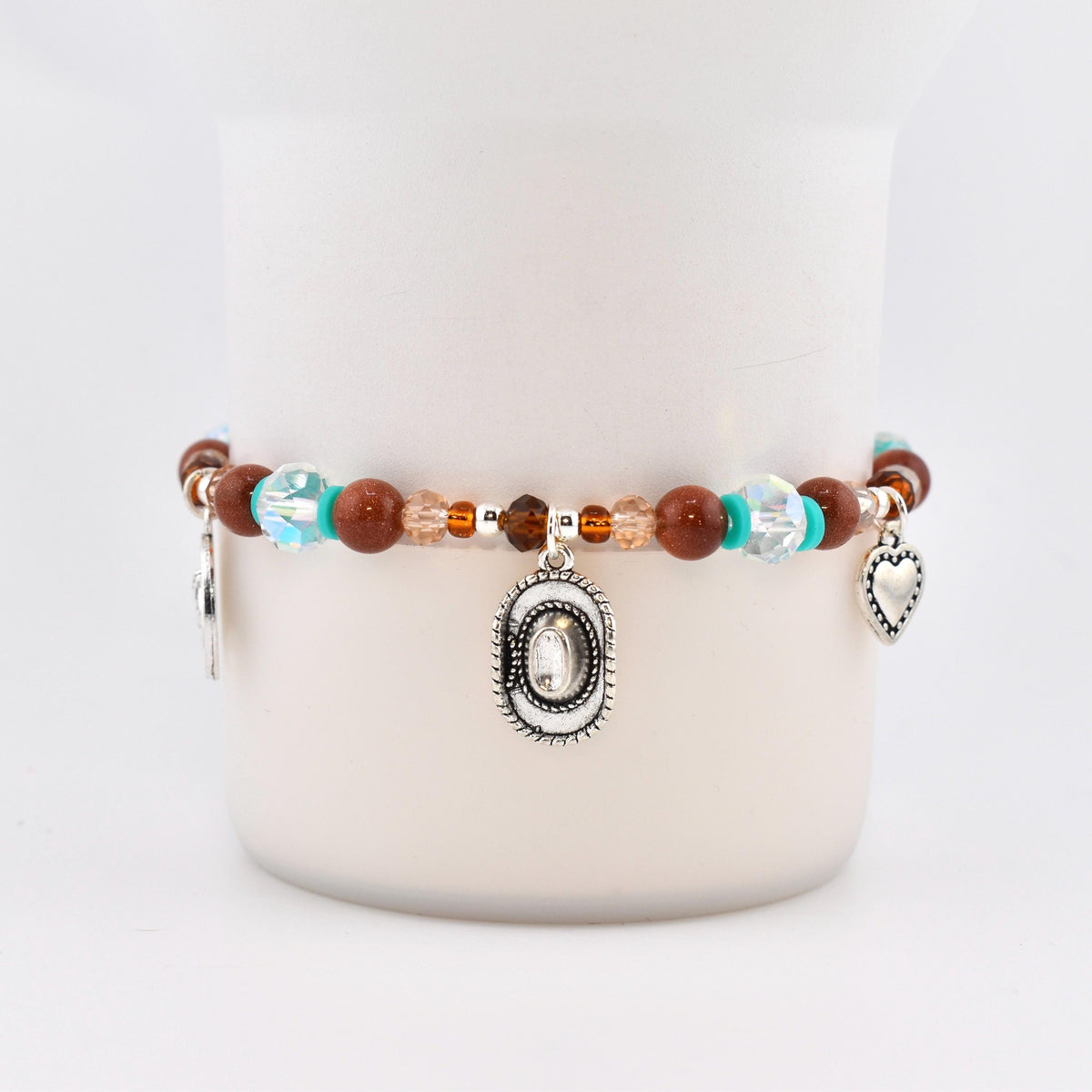 Handmade Horse Charm Bracelet with Turquoise and Silver Accents