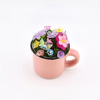 Mini Beaded Flower Arrangement in Tiny Mug or Clay Pot | Handmade Flowers on Moss | Pastel Desk Decor | Forever Bouquet | Fairy Garden Gift