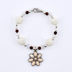 Daisy Darling Tumbler Handle Bracelet | Blue Pink and Cream Beaded Handle Charms with Silver and Pearl Accents