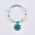 Daisy Darling Tumbler Handle Bracelet | Blue Pink and Cream Beaded Handle Charms with Silver and Pearl Accents