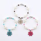 Daisy Darling Tumbler Handle Bracelet | Blue Pink and Cream Beaded Handle Charms with Silver and Pearl Accents