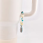 Daisy Darling Tumbler Handle Bracelet | Blue Pink and Cream Beaded Handle Charms with Silver and Pearl Accents