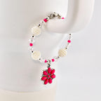 Daisy Darling Tumbler Handle Bracelet | Blue Pink and Cream Beaded Handle Charms with Silver and Pearl Accents