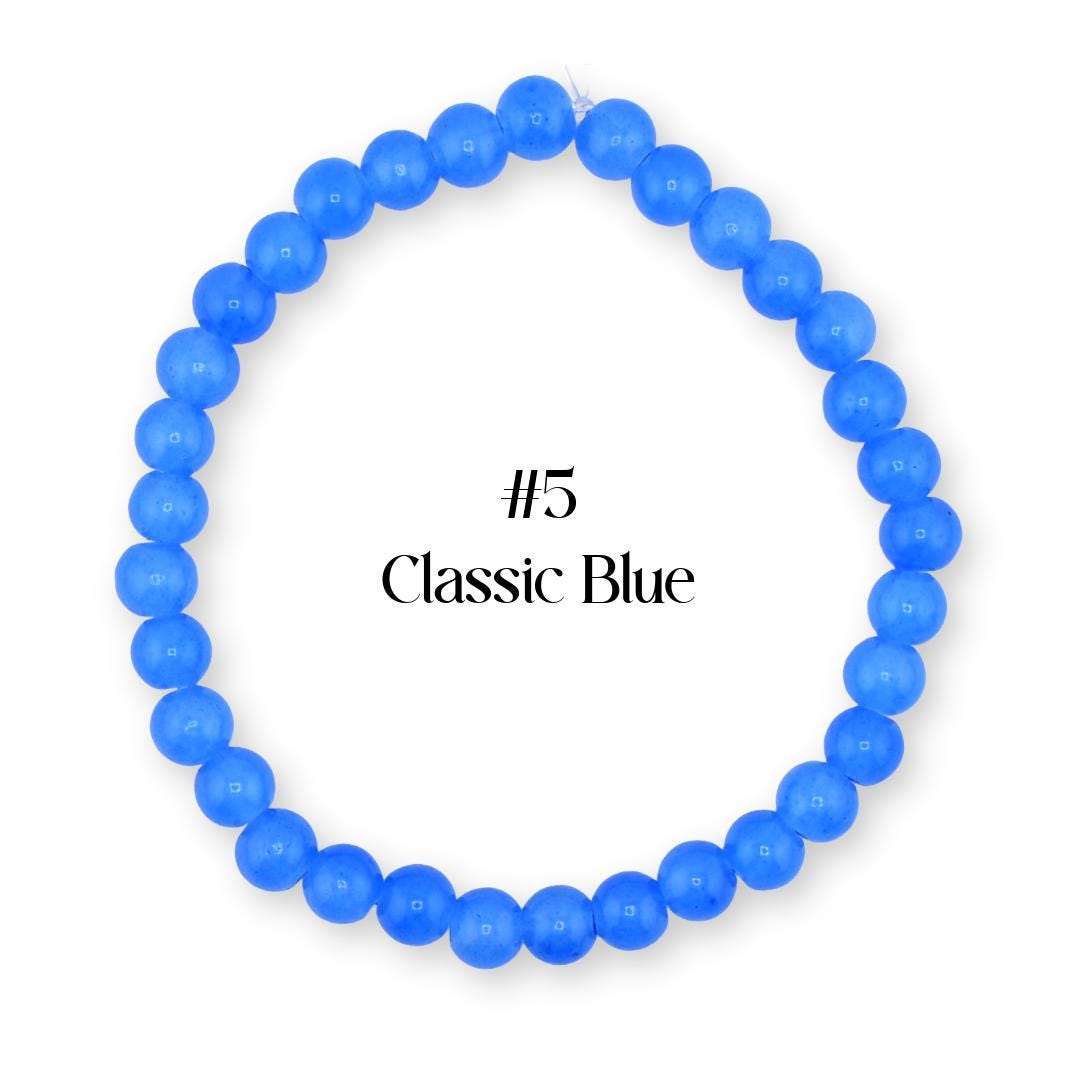 Blue Beaded Stretch Bracelet | Minimalist Bead Stacking Bracelet