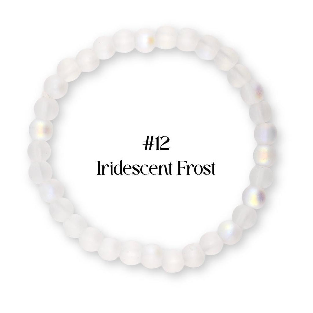 Neutral Beaded Bracelet | Black, Brown, Gray & White Glass Bead Stretch Bracelet | Minimalist Stackable Handmade Jewelry