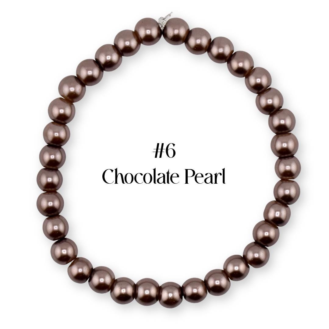 Neutral Beaded Bracelet | Black, Brown, Gray & White Glass Bead Stretch Bracelet | Minimalist Stackable Handmade Jewelry