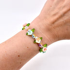 Pastel Flower Beaded Bracelet | Handmade Floral Stretch Jewelry | Spring Garden Charm