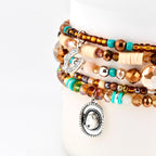 Handmade Kasey Musgraves Bracelet Stack | Turquoise Brown Horse Charm Jewelry Set
