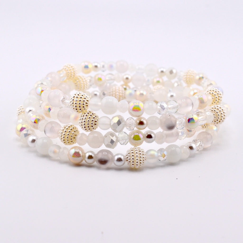 Sparkling White Beaded Bracelet