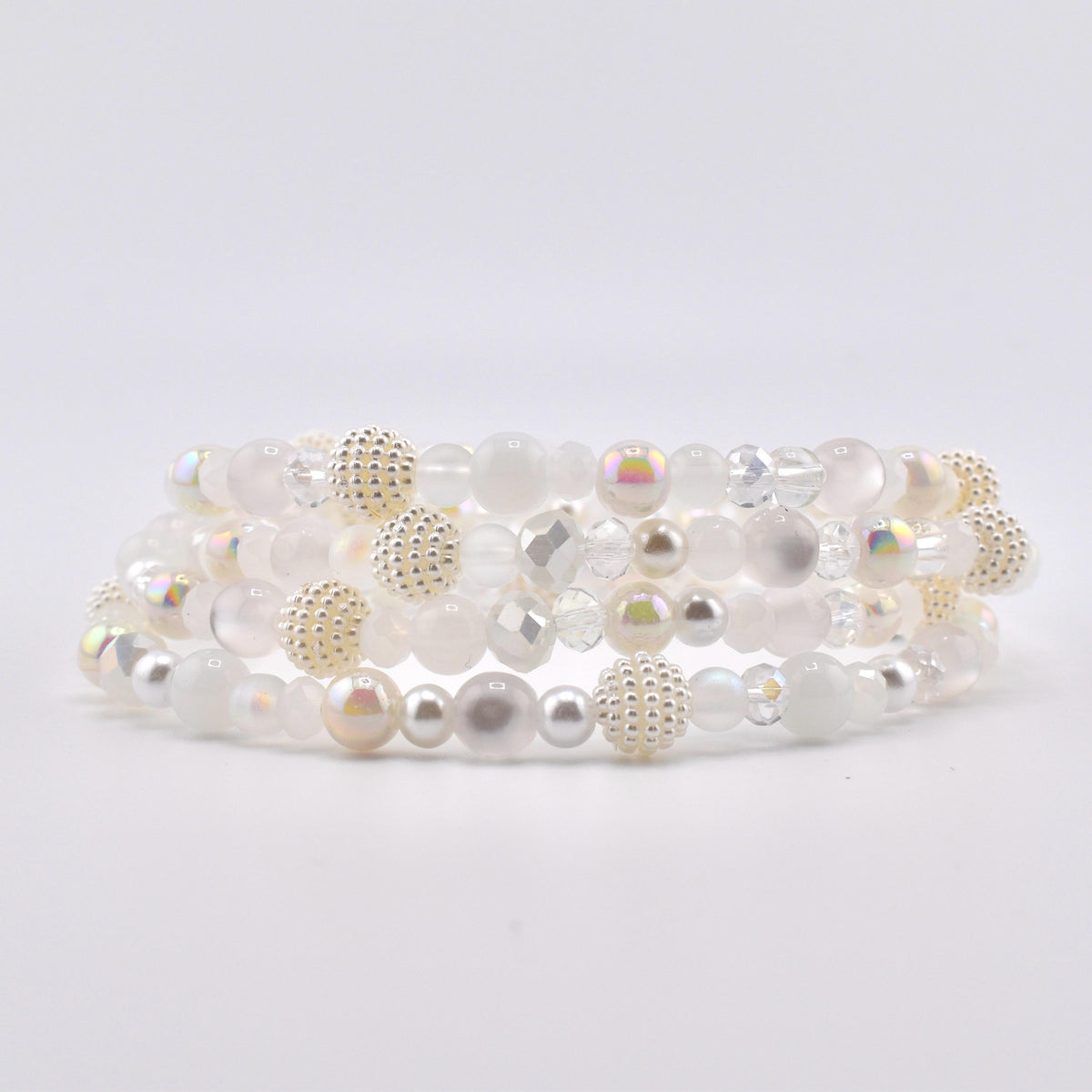 Sparkling White Beaded Bracelet