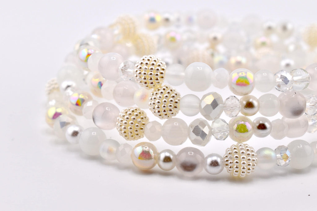 Sparkling White Beaded Bracelet