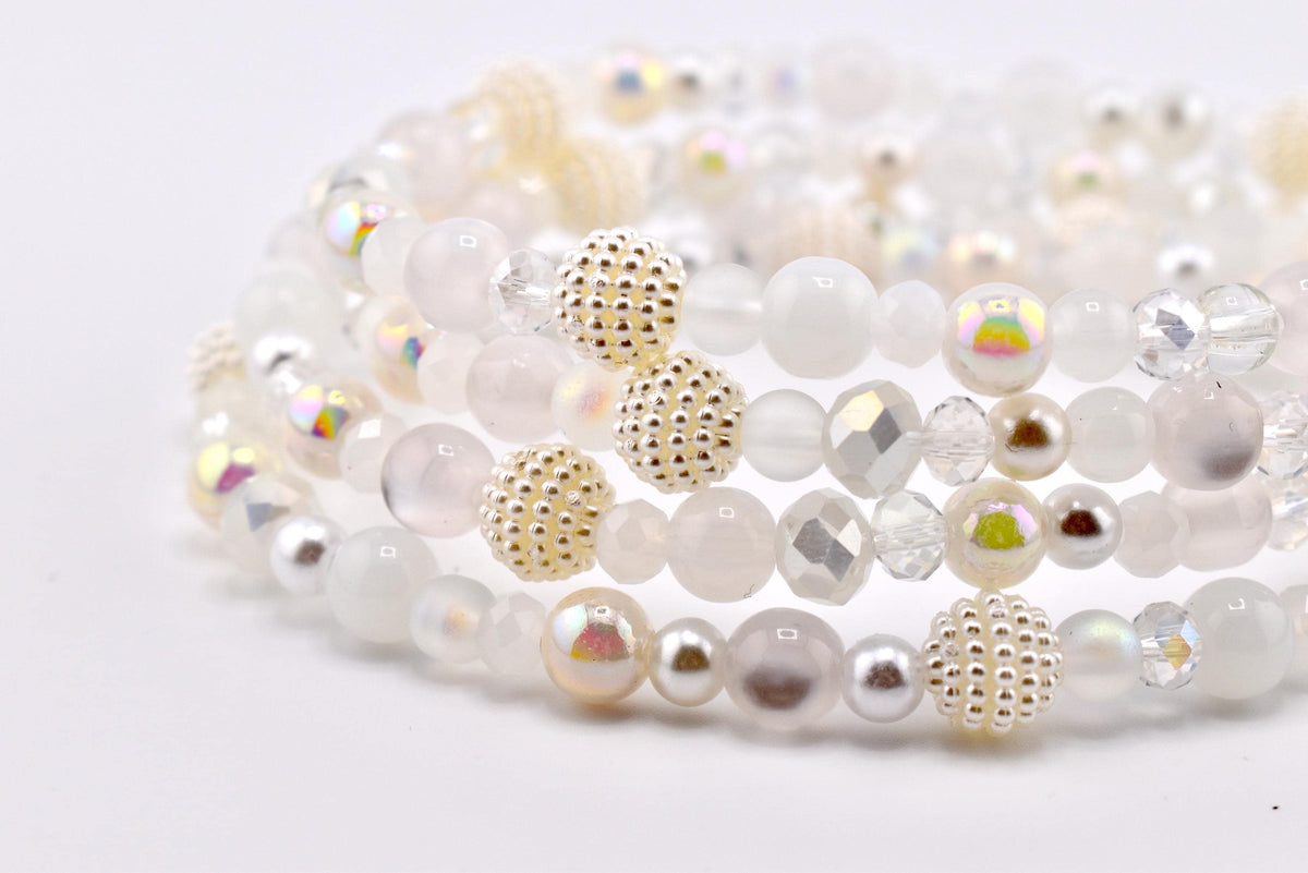 Sparkling White Beaded Bracelet