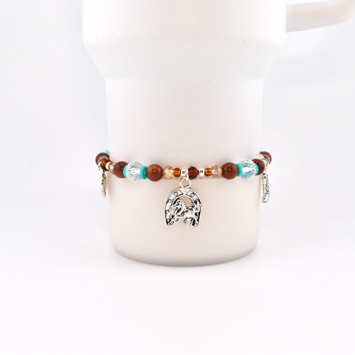 Handmade Horse Charm Bracelet with Turquoise and Silver Accents