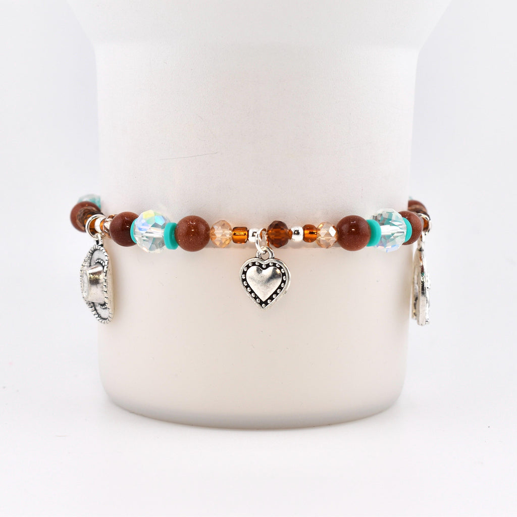 Handmade Horse Charm Bracelet with Turquoise and Silver Accents