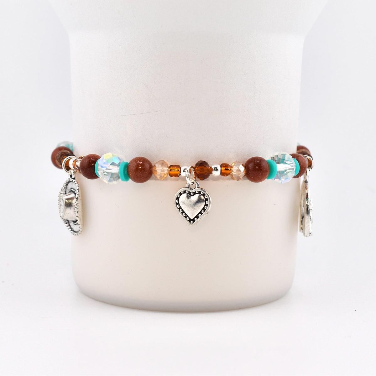 Handmade Horse Charm Bracelet with Turquoise and Silver Accents