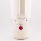 Daisy Darling Tumbler Handle Bracelet | Blue Pink and Cream Beaded Handle Charms with Silver and Pearl Accents