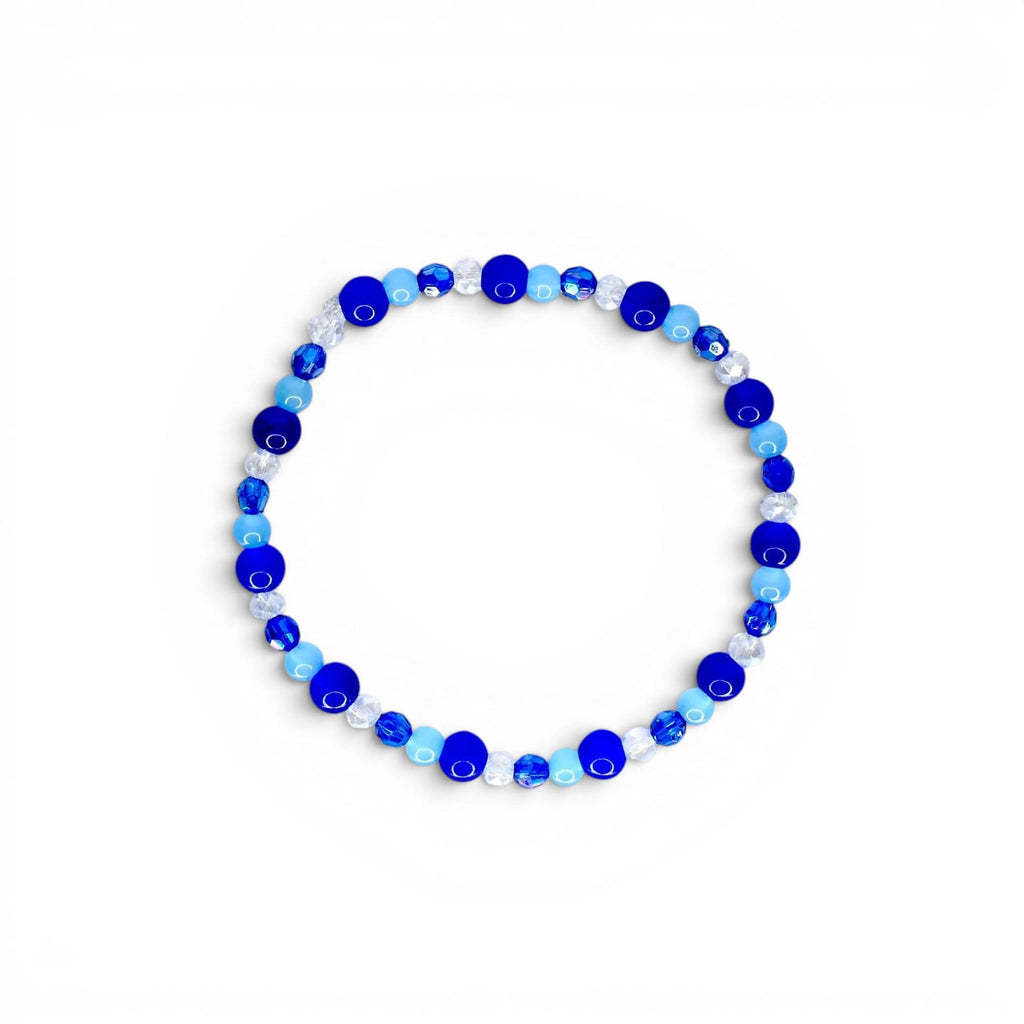 Cobalt Blue and Sky Blue Beaded Bracelet with Crystal Accents