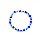 Cobalt Blue and Sky Blue Beaded Bracelet with Crystal Accents