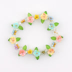 Pastel Flower Beaded Bracelet | Handmade Floral Stretch Jewelry | Spring Garden Charm