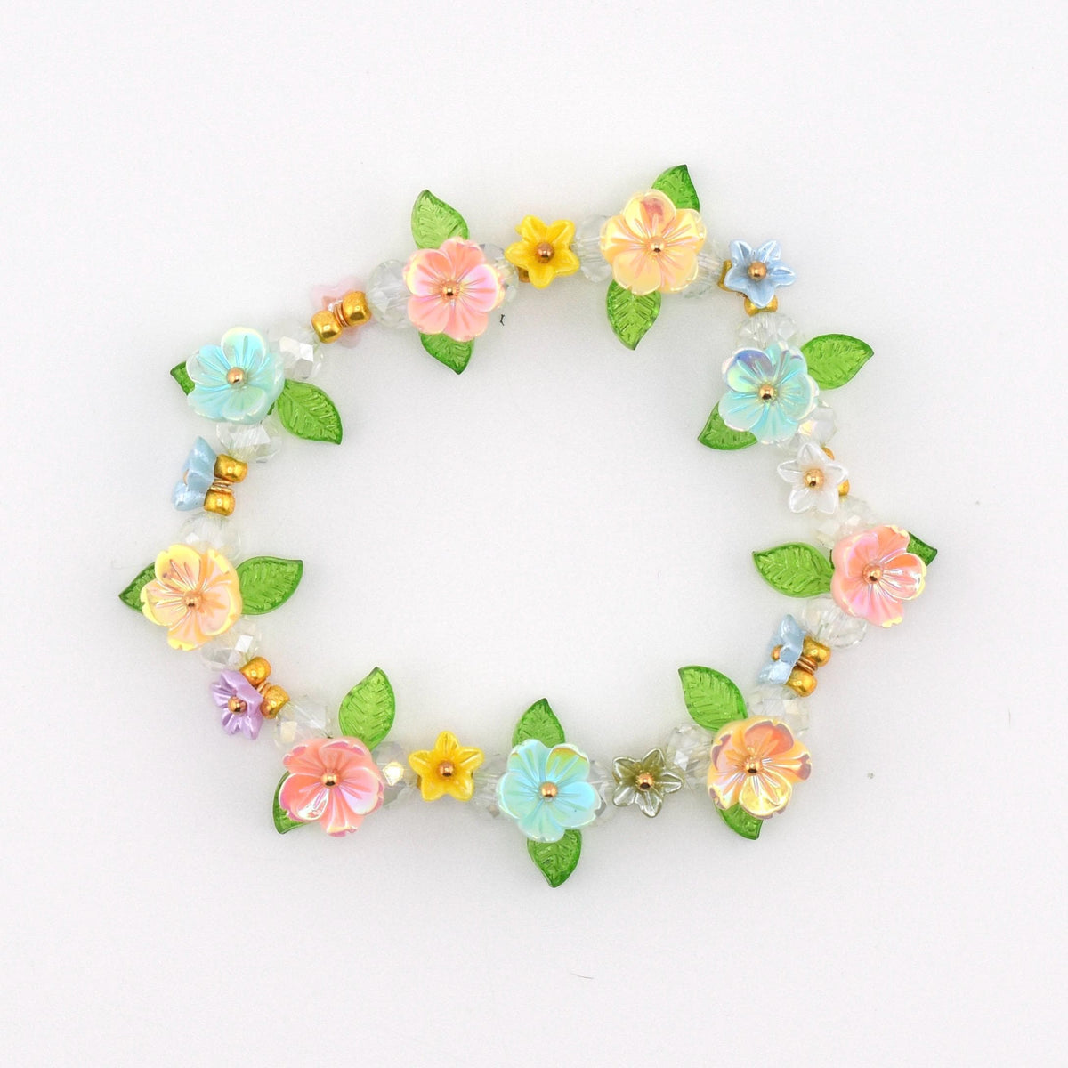 Pastel Flower Beaded Bracelet | Handmade Floral Stretch Jewelry | Spring Garden Charm