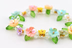 Pastel Flower Beaded Bracelet | Handmade Floral Stretch Jewelry | Spring Garden Charm