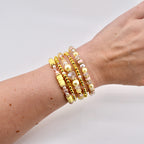 Lemon Haze & Polaroid Rose Bracelet Collection: Yellow Pink And Gold Beaded Bracelets