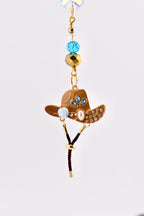 Western Cowgirl Crystal Suncatcher, Rearview Mirror Charm, Cowboy Hat Car Charm, Boho Hanging Crystal Decor, Window Prism Ornament