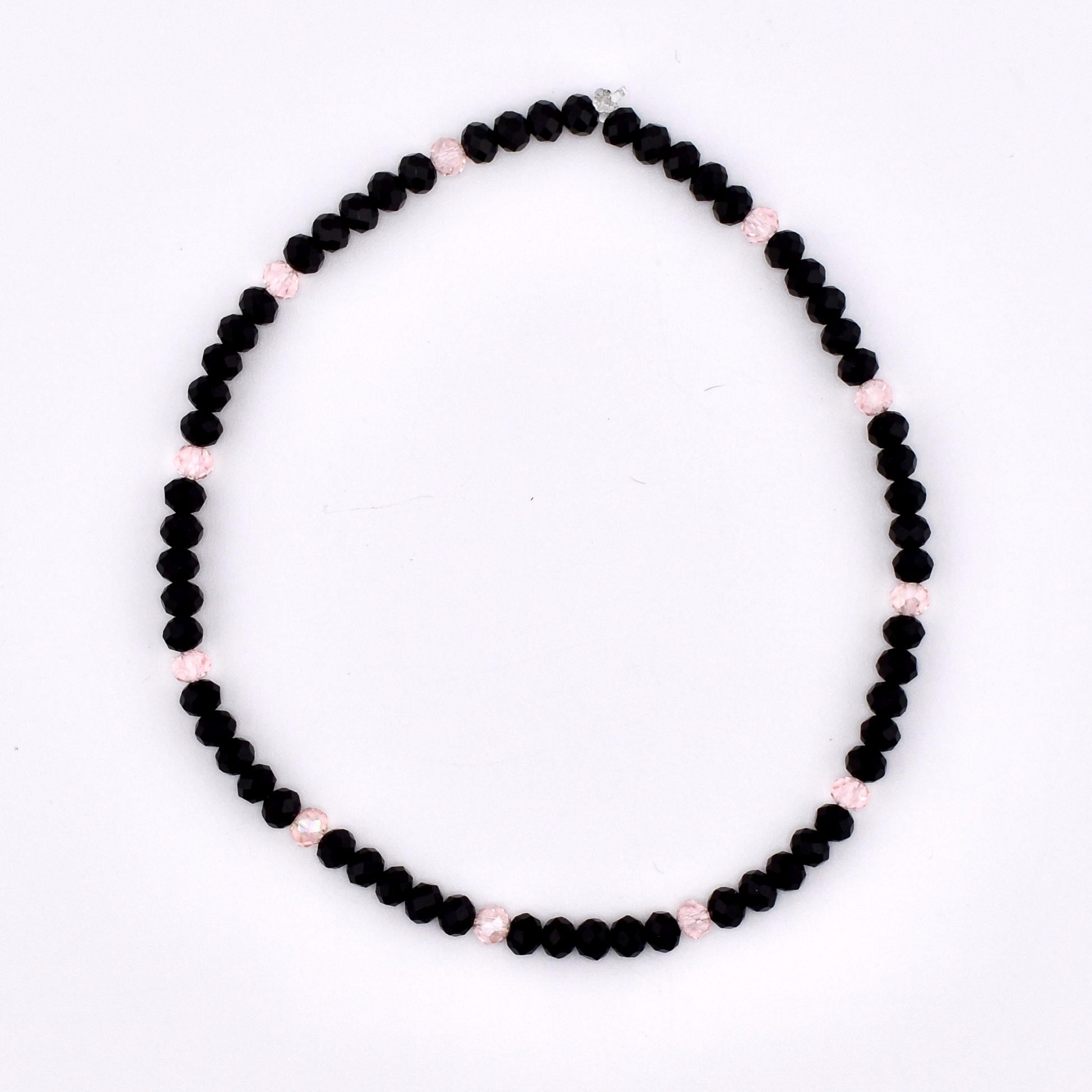 Rosewater and Onyx Bracelet Collection: Pink and Black Beaded Bracelets
