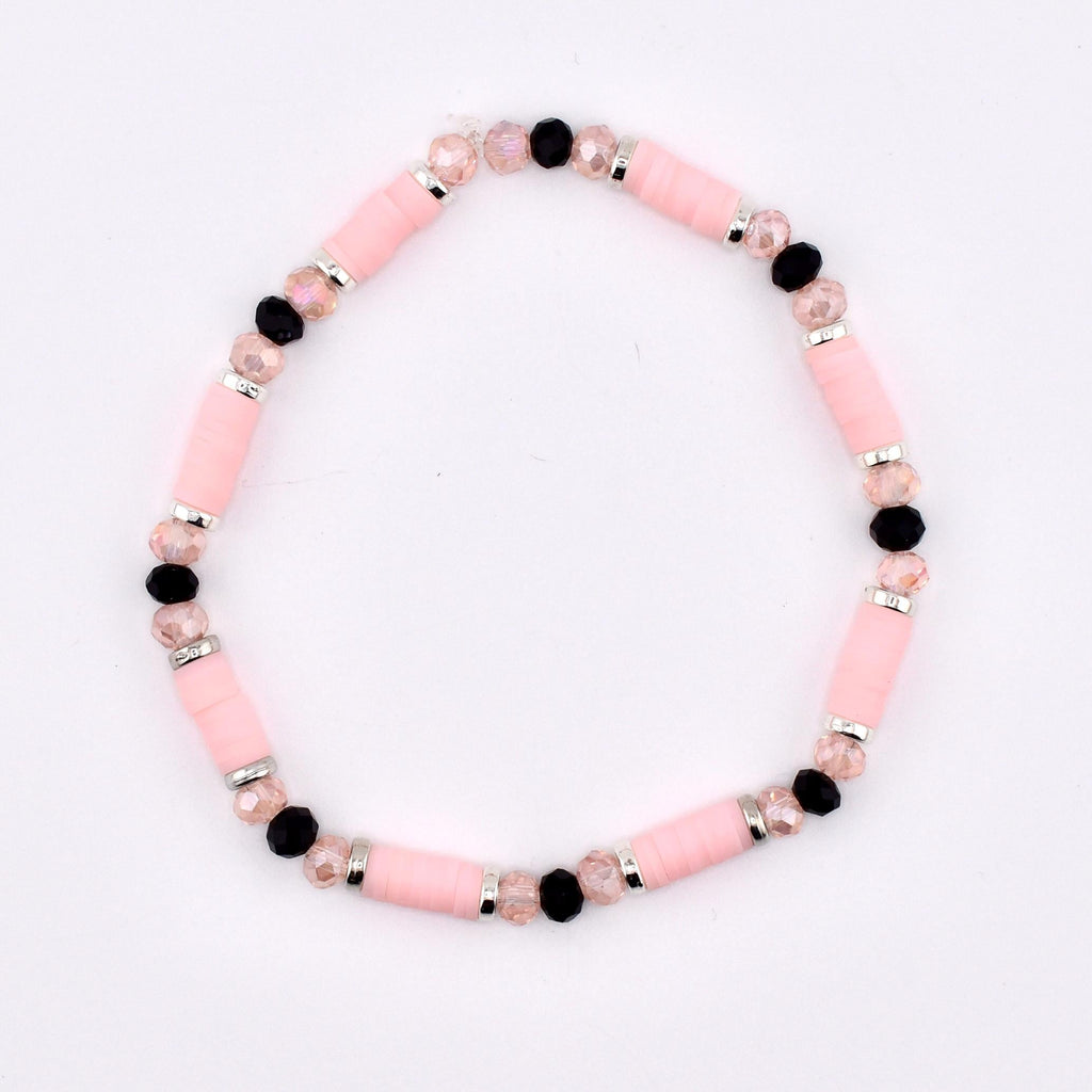 Rosewater and Onyx Bracelet Collection: Pink and Black Beaded Bracelets