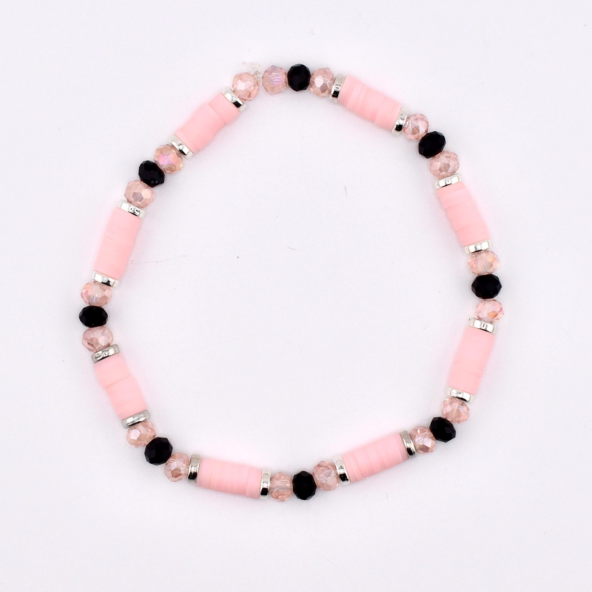Rosewater and Onyx Bracelet Collection: Pink and Black Beaded Bracelets