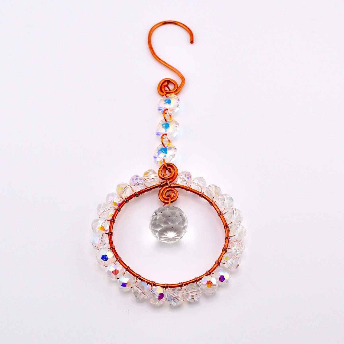 Crystal Sun Catcher Window Hanging | Handmade Copper Suncatcher | Rainbow Maker | Prism Window Decor