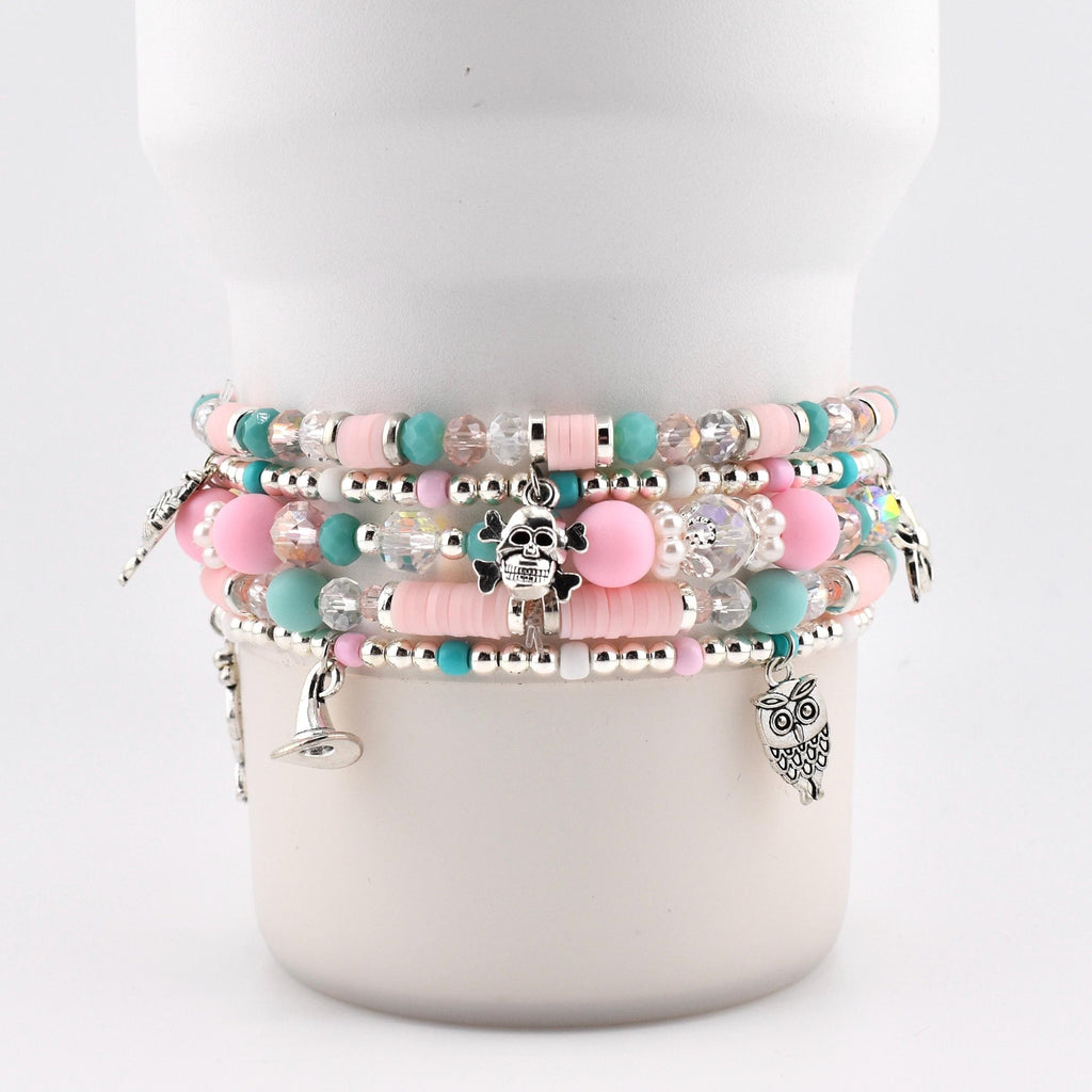 Pink and Teal Halloween Charm Bracelet Collection