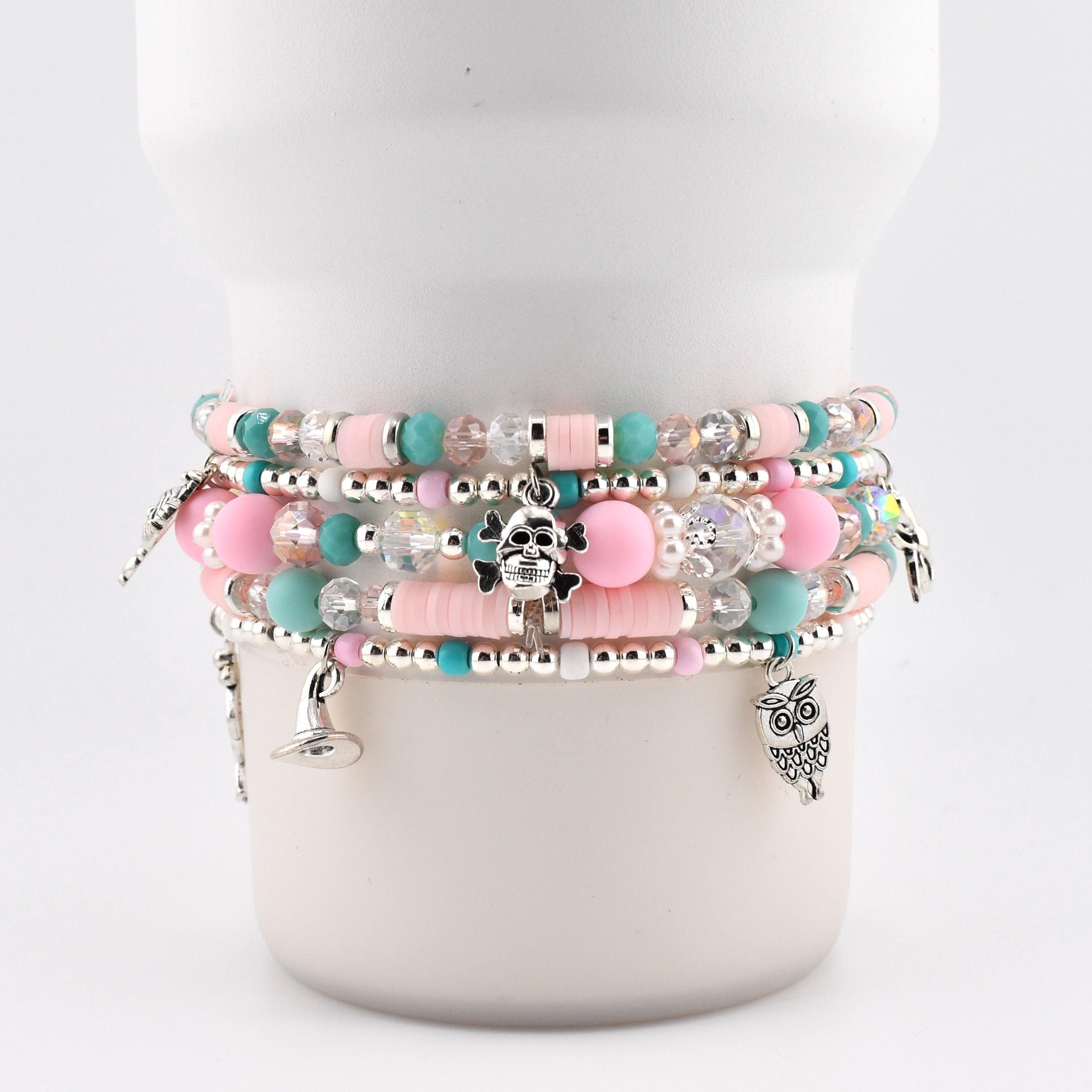 Pink and Teal Halloween Charm Bracelet Collection