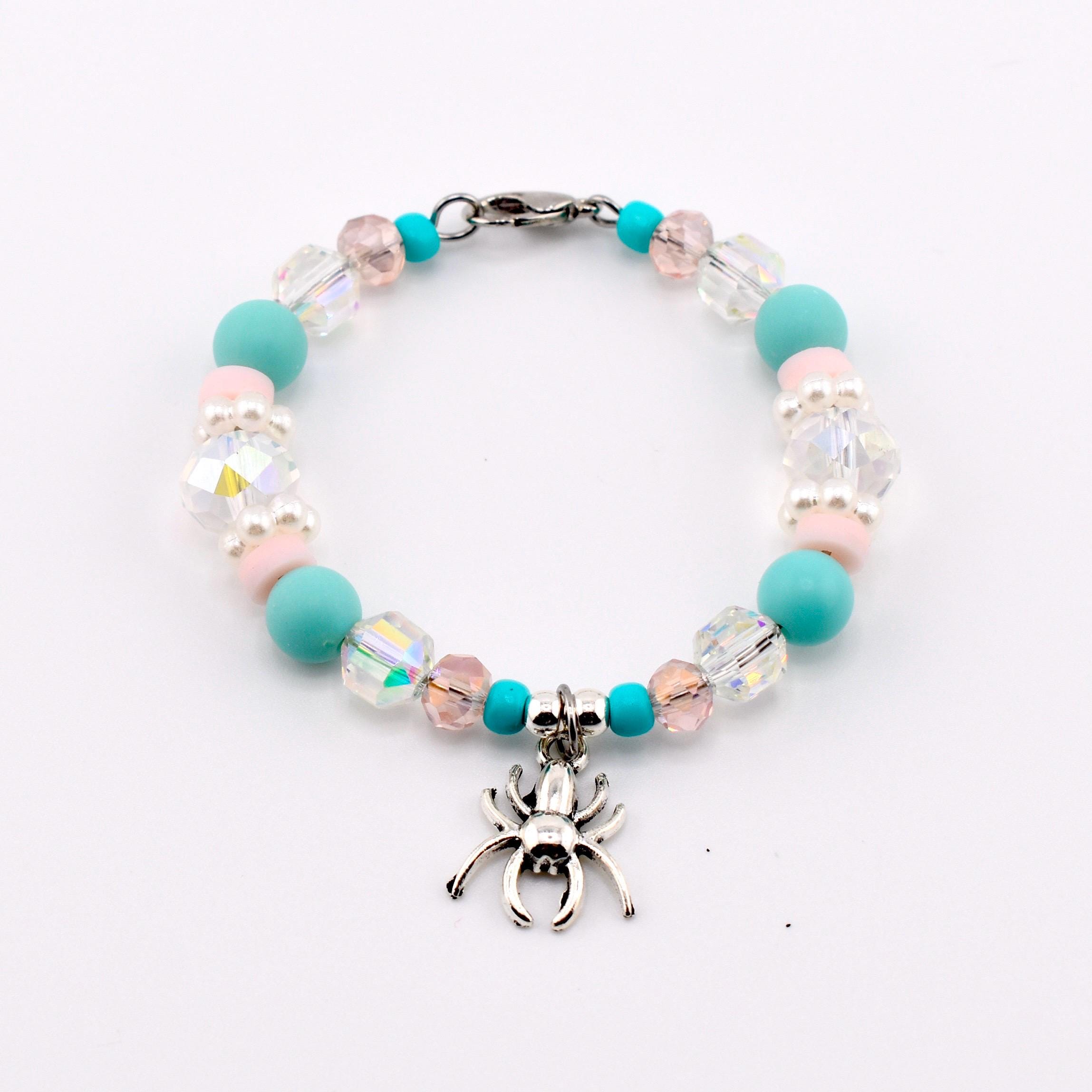 Pink and Teal Halloween Charm Tumbler Handle Bracelet