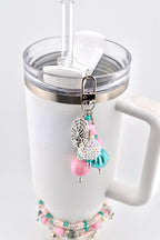 Pink and Teal Halloween Tumbler Straw Charm or Bag Charm