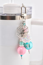 Pink and Teal Halloween Tumbler Straw Charm or Bag Charm