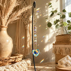 Crystal Heart Suncatcher: Pink, Clear AB Beads, Gold Accents, Rainbow Prism Maker Rearview Mirror Charm