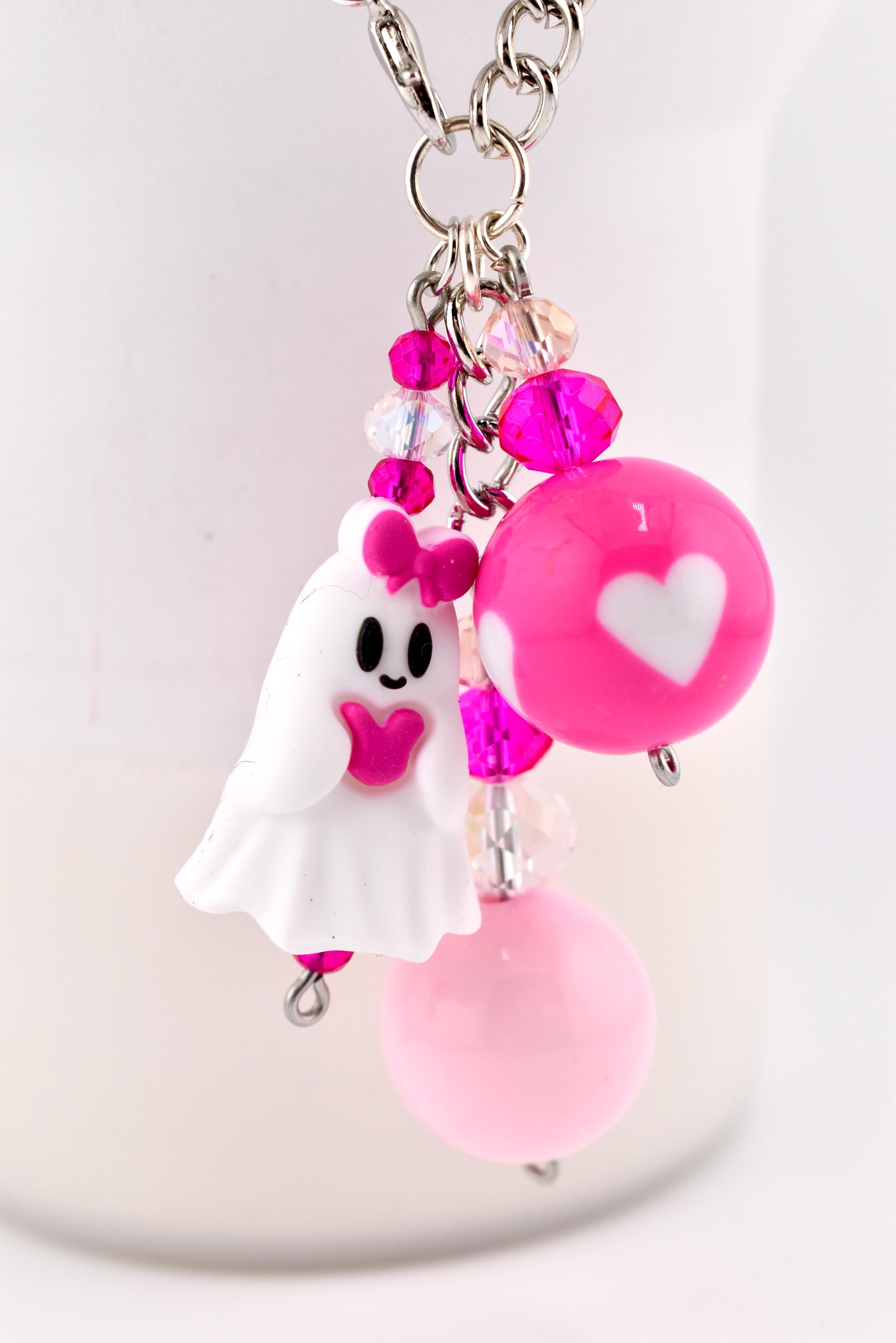 Pink Ghost Tumbler Handle Charm Bracelet