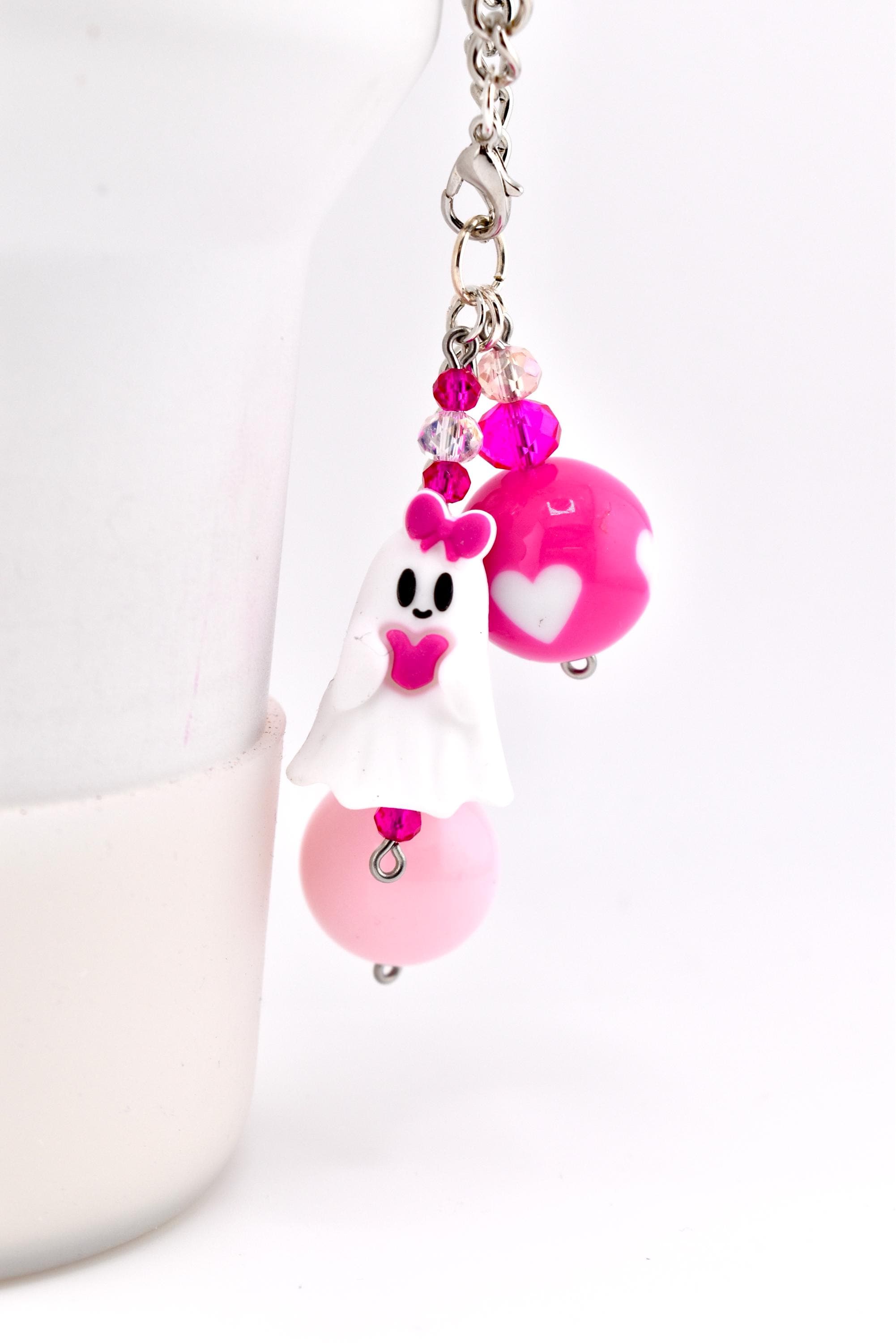 Pink Ghost Tumbler Handle Charm Bracelet