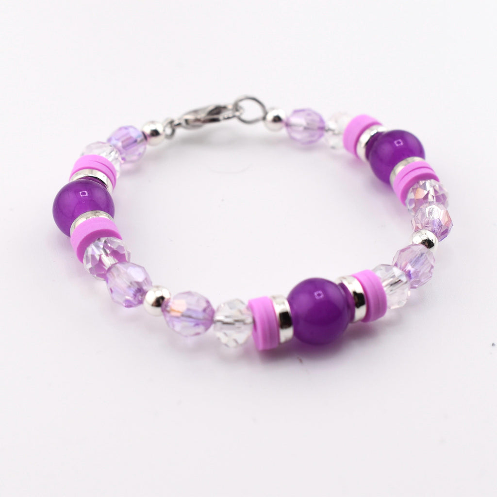 Sparkling Lilac Purple Bracelet Collection: Purple and Silver Beaded Stackable Bracelets